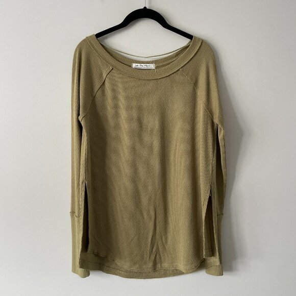 Free People Snowy Thermal Boat Neck Casual Long Sleeve T-Shirt Sunstone Tan XS - Picture 2 of 9